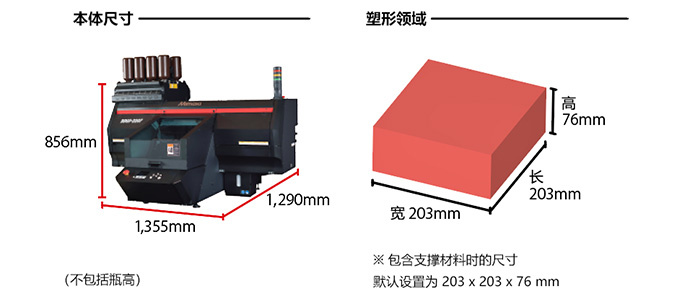 本体尺寸, 塑形领域 : 3DUJ-2207